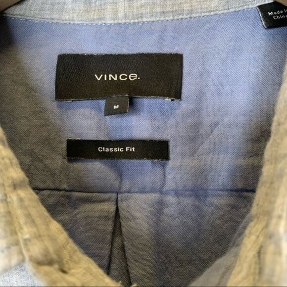 Vince men’s Windowpane gray collared cotton casual Button-Down Shirt size medium - Picture 8 of 12